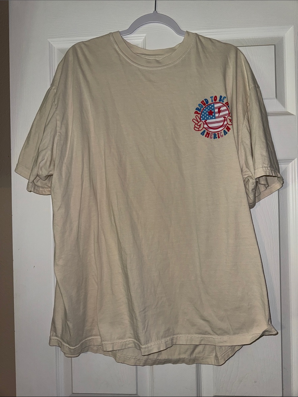 Comfort Colors Cream Short-Sleeve T-Shirt with Patriotic Chest Graphic